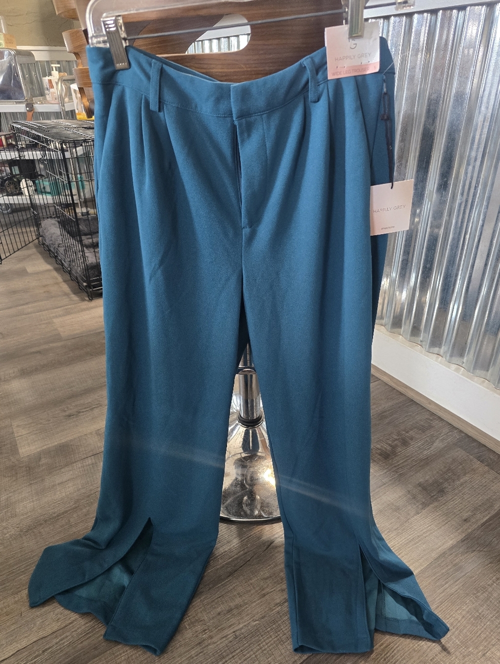 Teal Wide-Leg Men’s Dress Pants